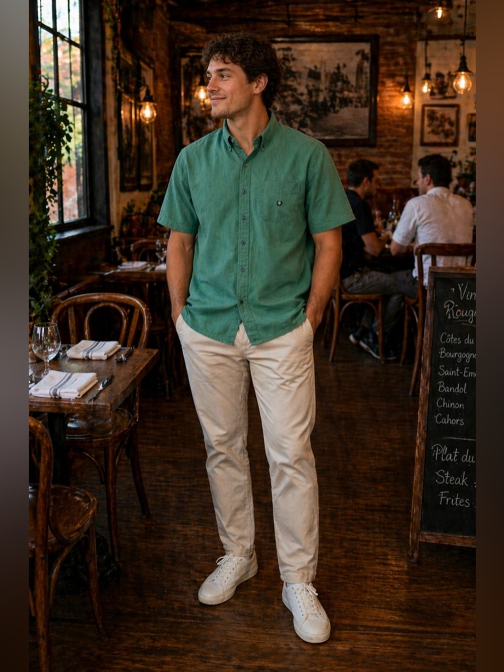 Vintage Chaps Ralph Lauren Shirt Men's Green Classic Twill Oxford Crest Sz XL